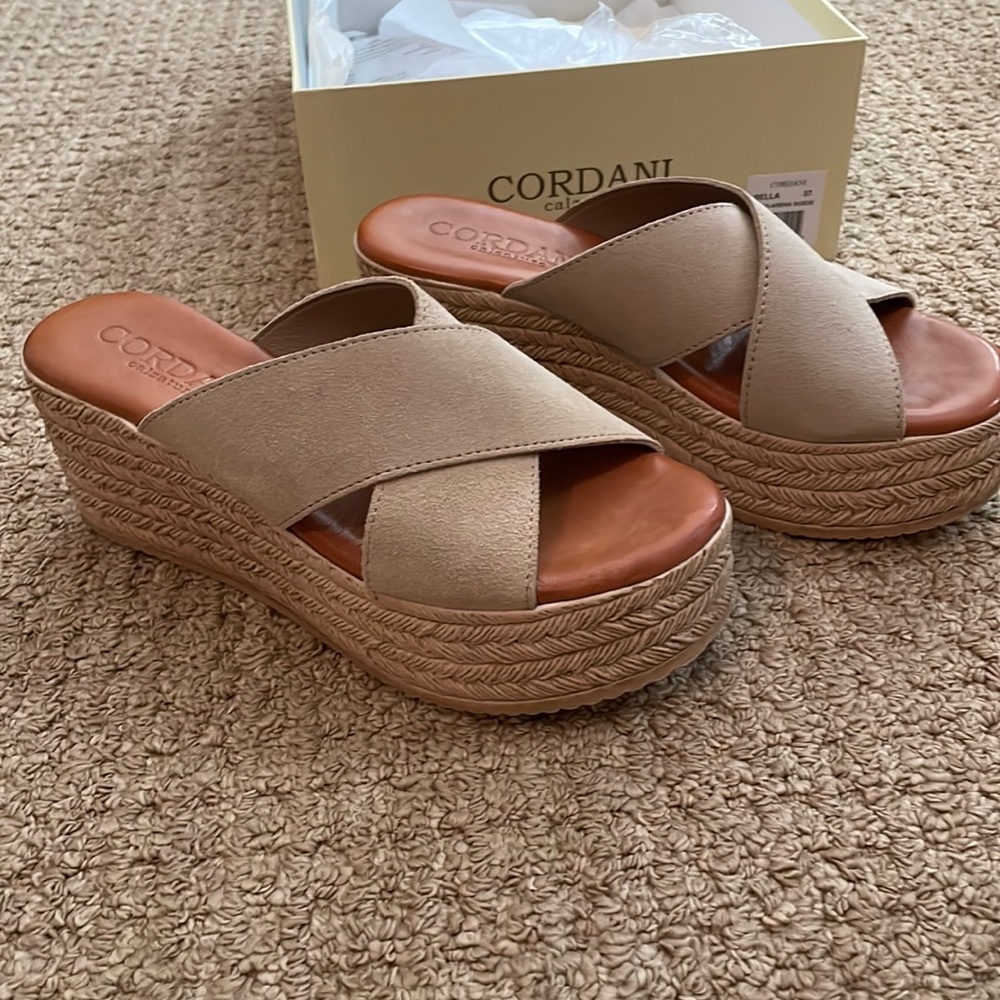 Cordani Bella wedge sandals in Sand Arena